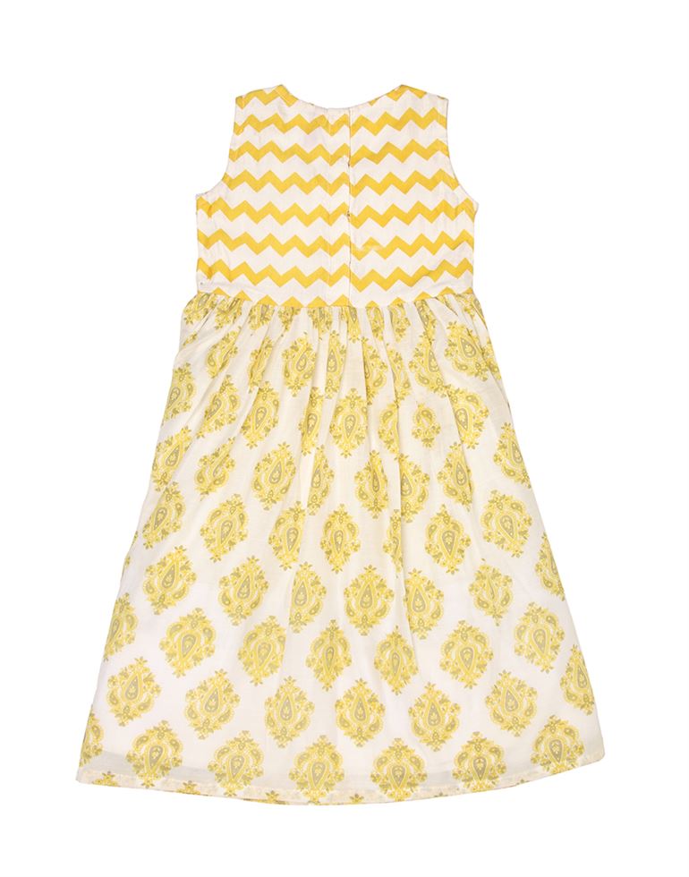 Ethnicity Girls Ethnic Wear Yellow Fit and Flare Dress